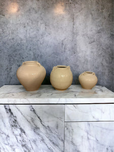 Handmade Creamy White Tapered Pot with Two Handles ( Multiple sizes )