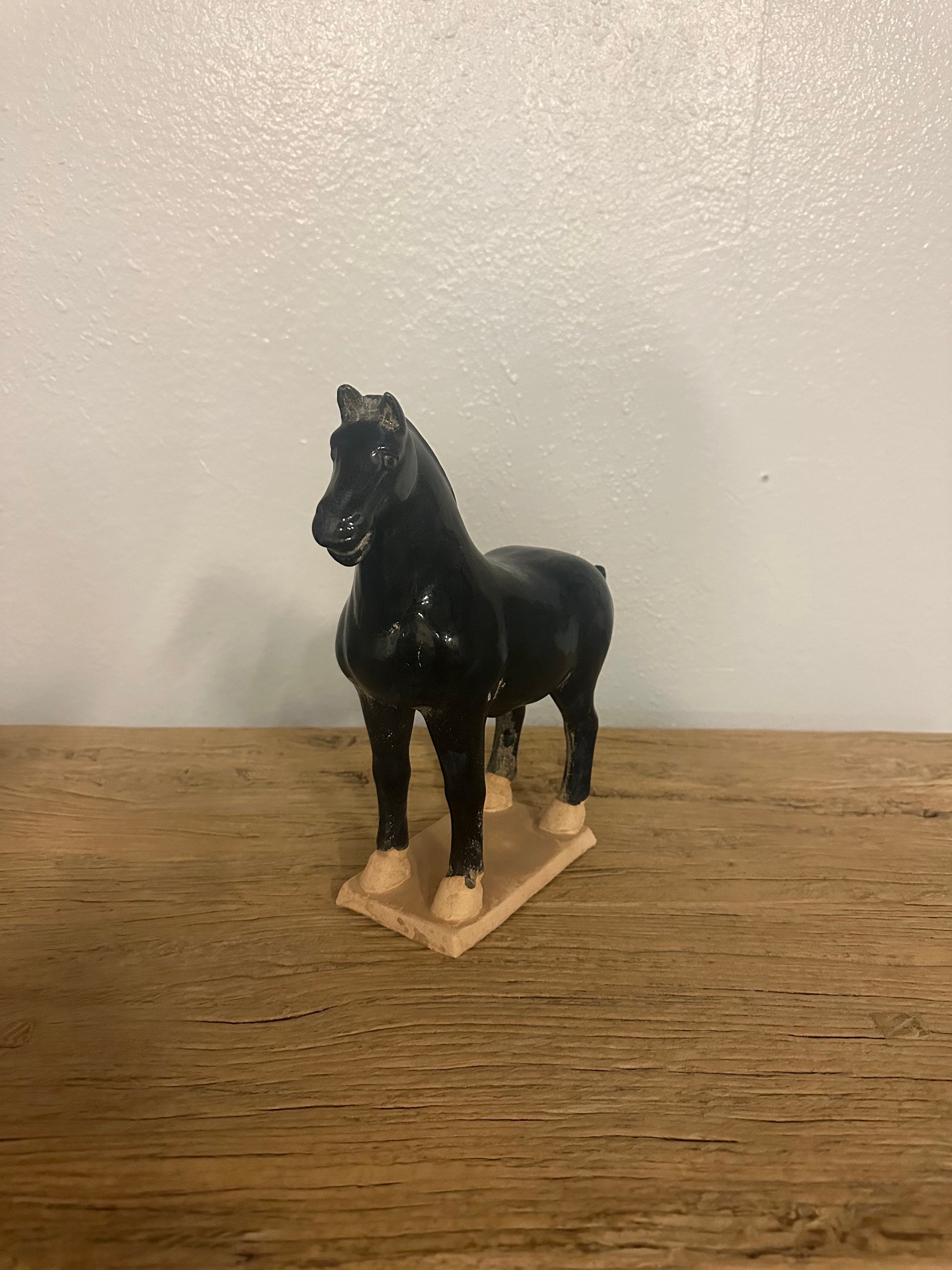 Ceramic Black Stallion Small horse ( handmade )