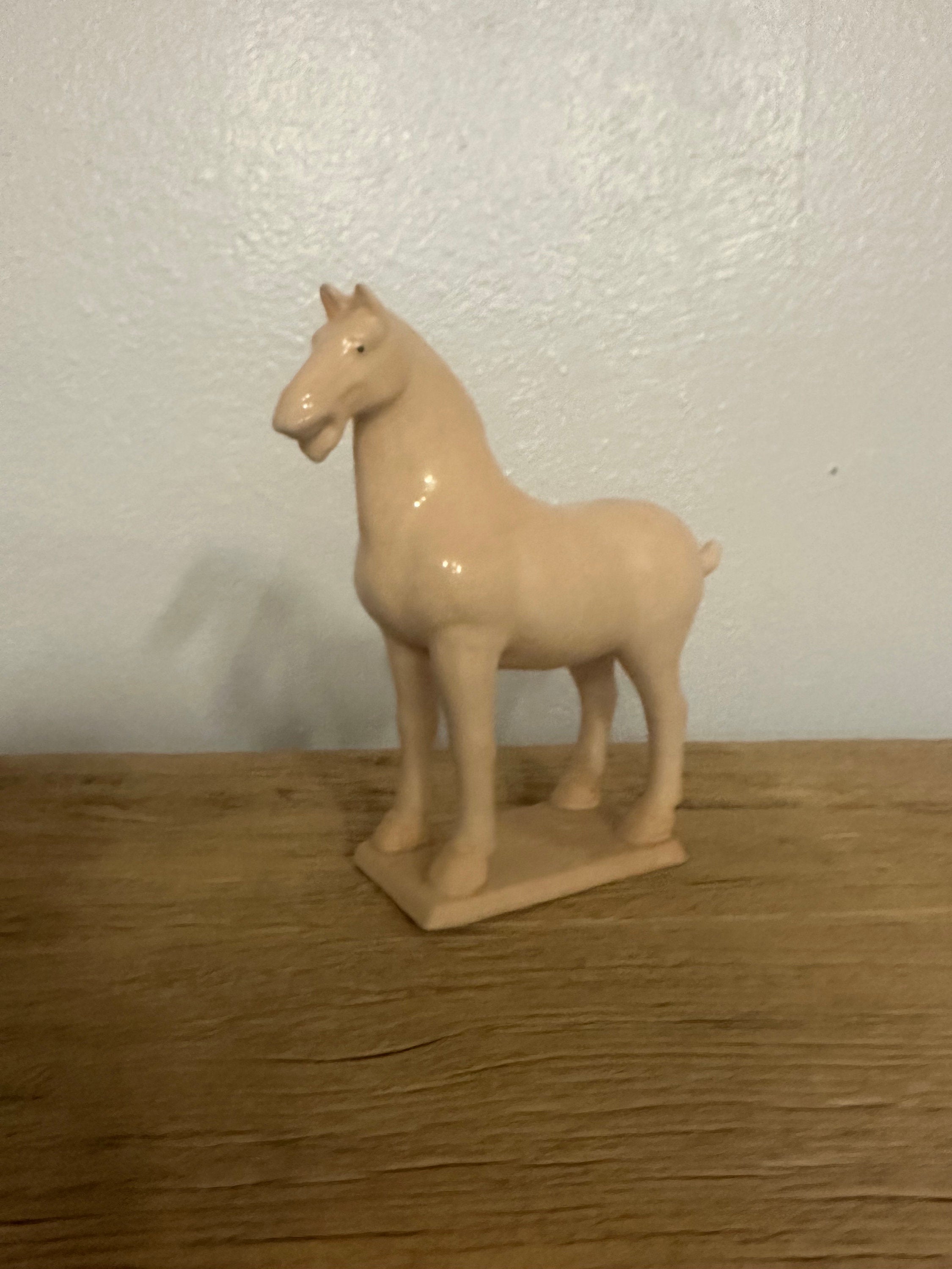 Ceramic Creamy White Stallion Small Horse ( handmade )
