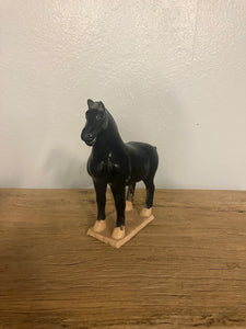 Ceramic Black Stallion Small horse ( handmade )