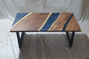 Epoxy Resin Acacia Wood Rectangular Coffee Table/Modern Table Blue 45 X 24 X 19.5 inches Handmade