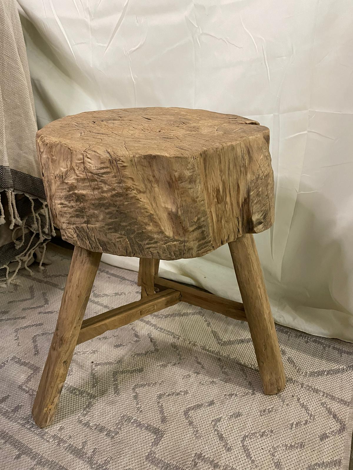 Antique Rustic Vintage Wooden Stool / side table / tree shape