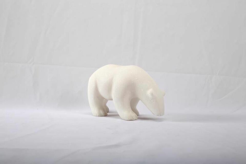 Natural White Marble Polar Bear Statue Handmade