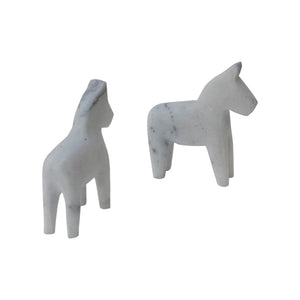Pair of White Marble Little Horse Bookend (Hand made)