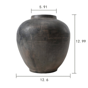 Earthy Gray Pottery Pot Round