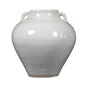 Creamy White Tapered Pot with Two Handles