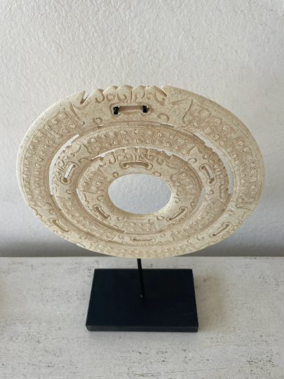 Jade Feng Shui Concentric Circle with Stand.