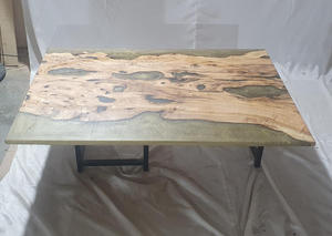 Epoxy Resin Olive Wood Rectangular Coffee Table/Modern Table Green 50 X 31.5 X 19.5 inches Handmade