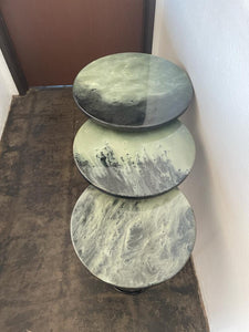 Green Moon Resin Epoxy Round Side Tables Set of 3 Hand made Epoxy Resin Coffee & End Tables