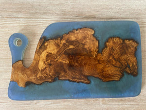 Island Resin Epoxy Wood Serving Board with Circle Handle Hand made