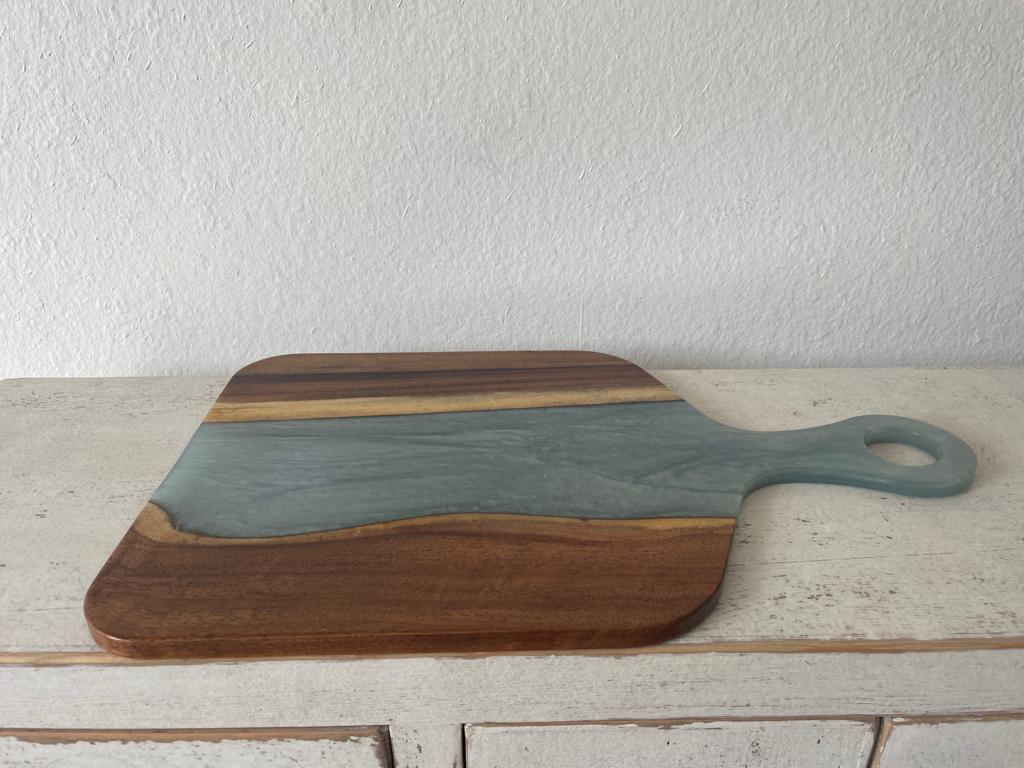 River Themed Resin Epoxy Wood Charcuterie Board with Circle Handle /Cheese Board/Serving Board