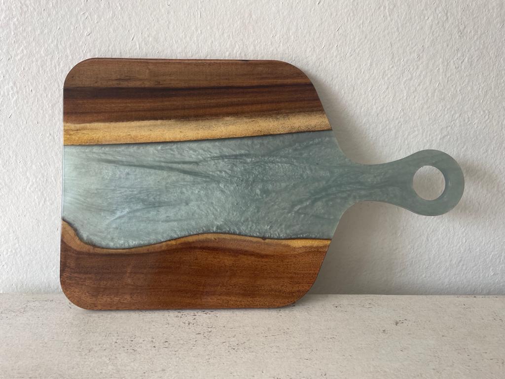 River Themed Resin Epoxy Wood Charcuterie Board with Circle Handle /Cheese Board/Serving Board