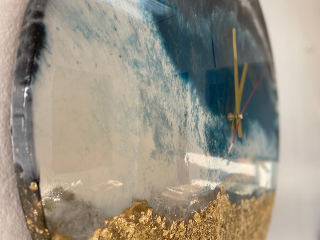 Blue Ocean Resin Epoxy Wall Clock 23.5 inches Diameter