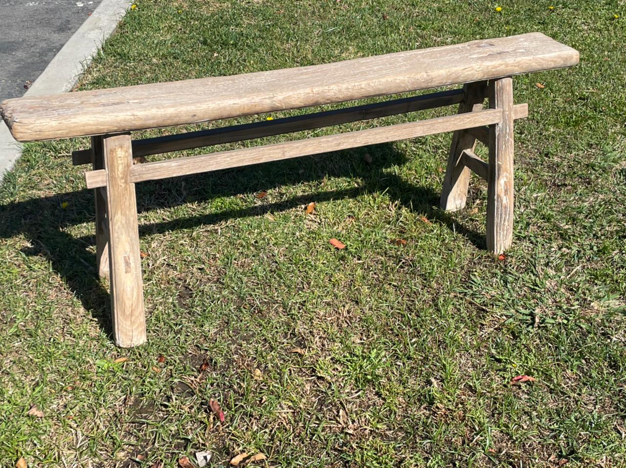 Antique Rustic Vintage Country Board Bench Weathered Natural Wood