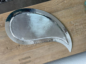 Hammered Aluminum Decorative Tray Aqua Drop Design Handmade (Multiple Sizes
