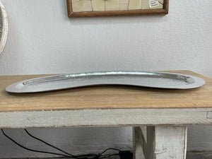 Hammered Aluminum Tray Peanut Look Edged Bottom Handmade 21.5X7.75X0.5 Inches