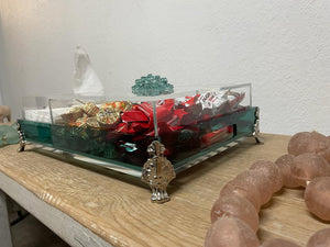 Acrylic Condiments Box with Napkin Box Tray and Aluminum Legs Handmade Gift