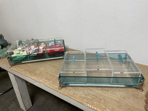 Acrylic Tray Condiments Organizer with Aluminum Legs Pyramid Design ( 6 Square Boxes ) Handmade Gift