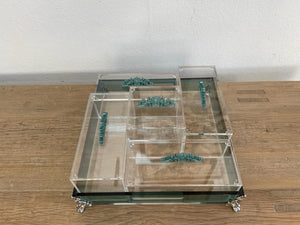 Acrylic Condiments Organizer Decorative Tray With Aluminum Legs 5 Containers Organizer (Multiple Colors) Handmade