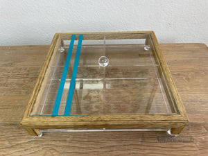 Square Acrylic Service Tray with Wood Frame Decorative Tray Handmade 4 Containers with Cover (Multiple Cover Designs)