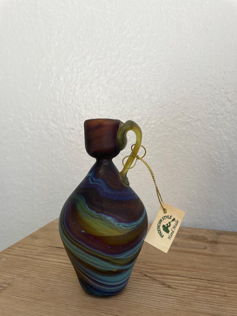 Handblown Deep Glass Vase, Hebron Glass, Flower Vase for Home Decor, Multiple Color Swirls, Multiple Designs , Phoenician Style, Gift