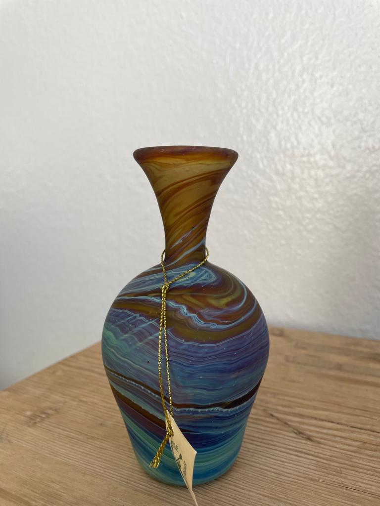 Handblown Deep Glass Vase, Hebron Glass, Flower Vase for Home Decor, Multiple Color Swirls, Multiple Designs , Phoenician Style, Gift