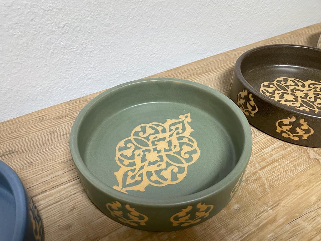 Handmade Ceramic Decorative Bowls with Detailed Drawings, 7.5 X 1.5 inches, Gift