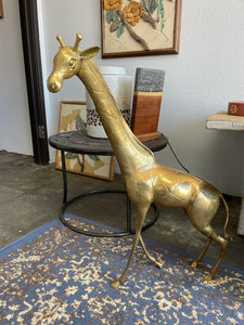 Vintage 28" Giraffe Copper Figurine, Special Patina Finish Handmade