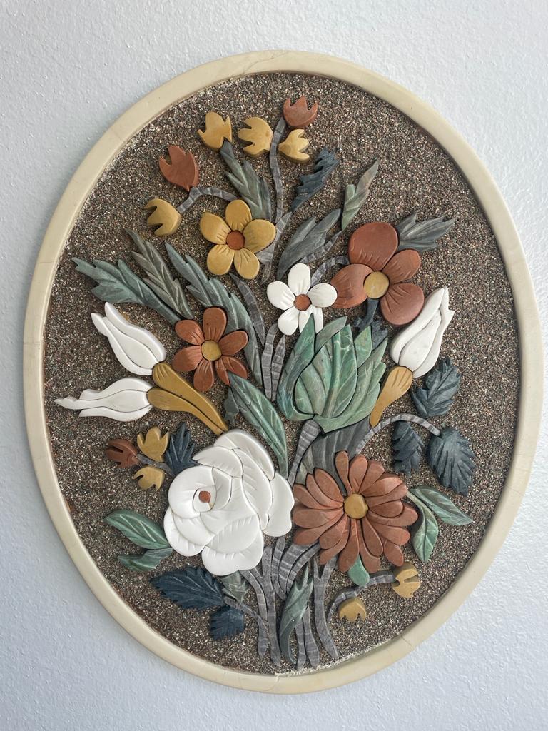 flowers mosaic marble wall art