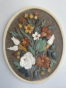 flowers mosaic marble wall art