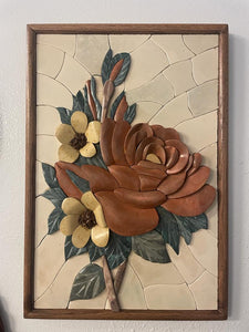Brown Rose Marble Mosaic 3D Wall Art (Natural Stone) 26 X 19 inches/ Handmade/ Gift
