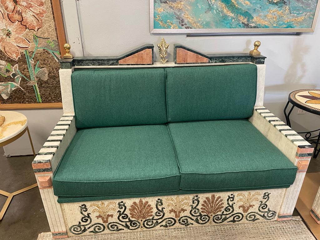 Vintage Marble Mosaic 7 Seater Sofa Set & Coffee Table Handmade Very Unique and one of a Kind