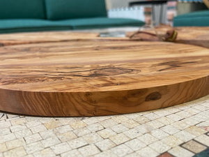 Olive Wood Round Pizza Board/ Charcuterie board/ Platter Board/Serving Tray/ Wooden Board Handmade Gift