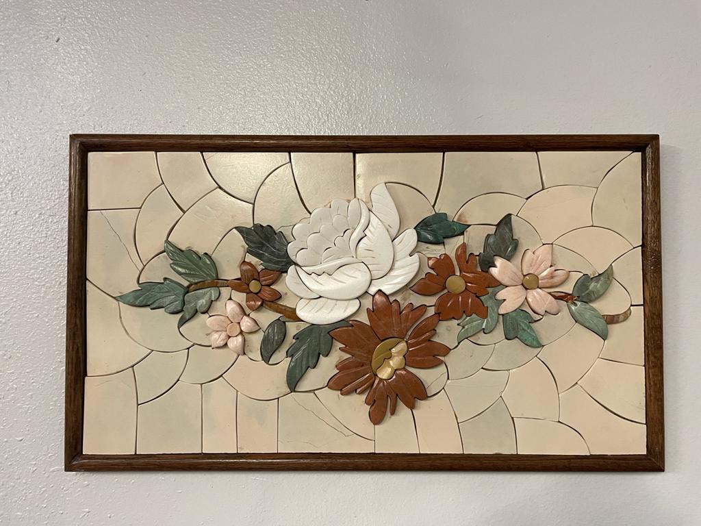 Flowers Marble Mosaic 3D Wall Art (Natural Stone) Hand made