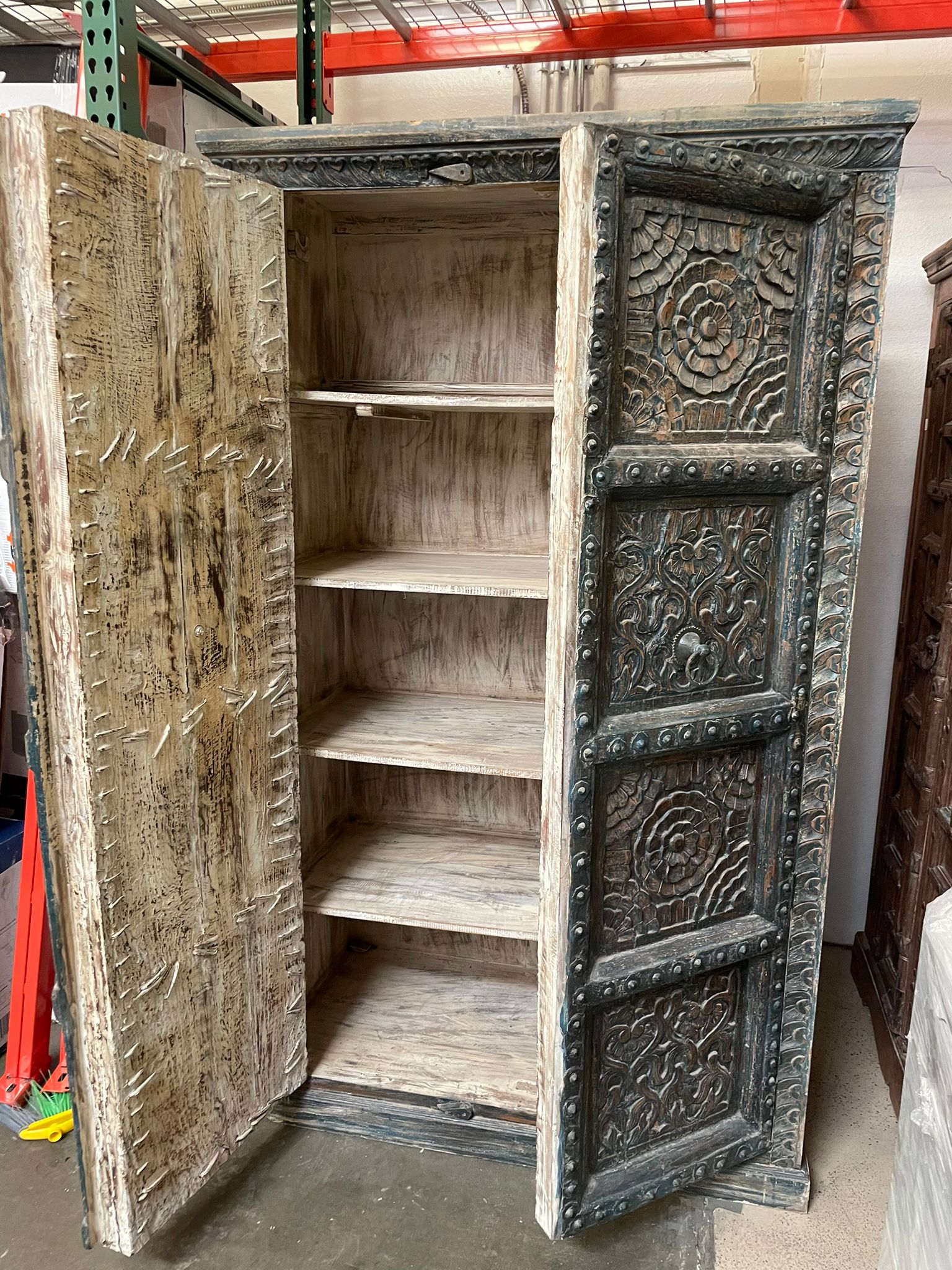 Handmade Vintage Antique Teak Wood Cabinet | Carved Cabinet | Decor Cabinet | Rustic Cabinet | Door Cabinet | Indian Cabinet