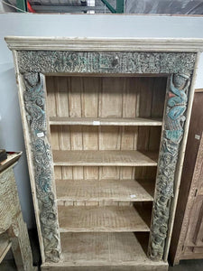 Handmade Vintage Antique Teak Wood Shelf Cabinet | Carved Cabinet | Decor Cabinet | Bookcase | Indian Decor