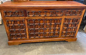 Handmade Vintage Antique Solid Wood Buffet| Indian Sideboard| Carved Buffet| Decorative Buffet | Rustic Buffet| Indian Buffet