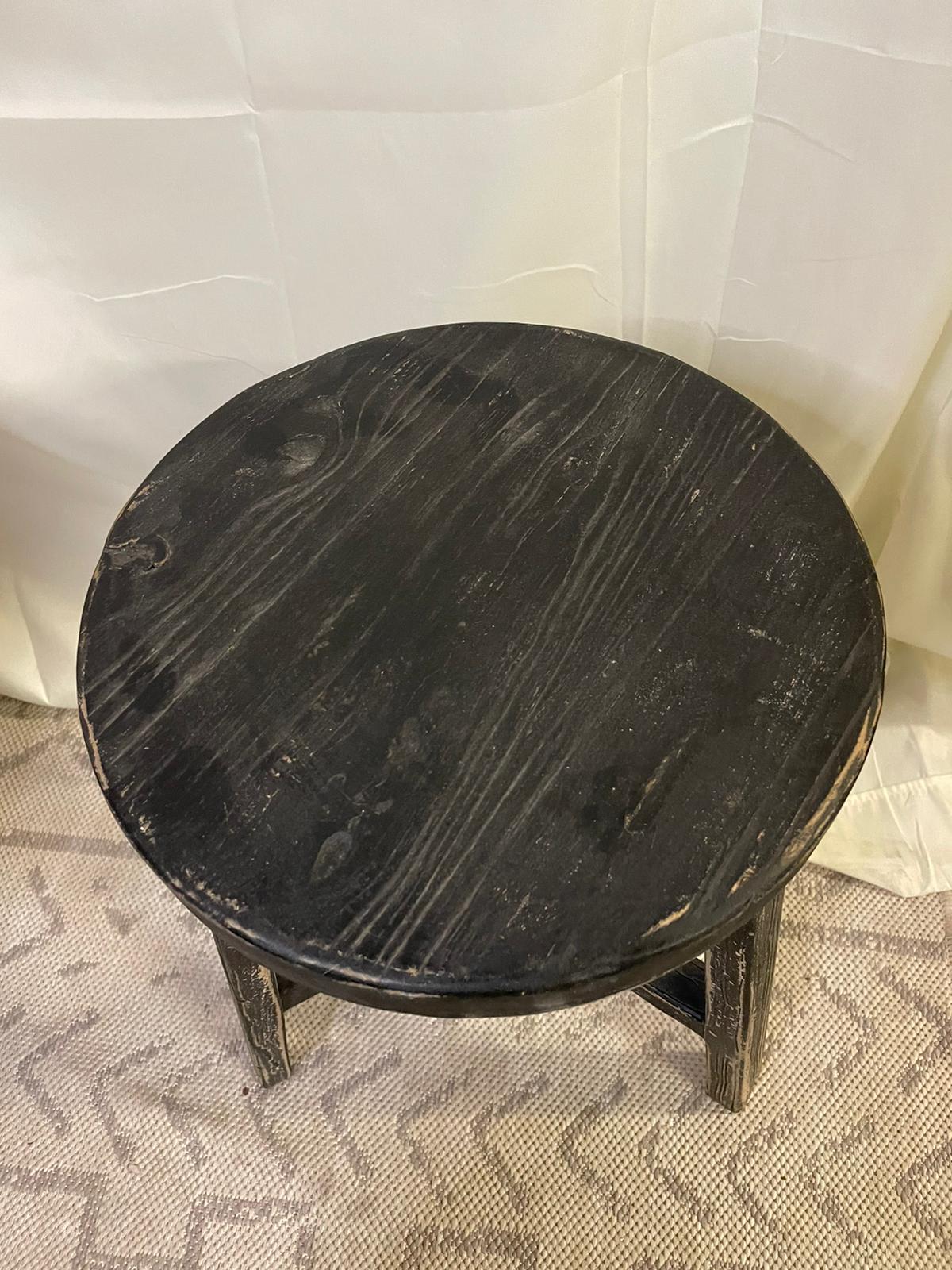Antique Rustic Vintage Round Stool (Size & Finish Vary)