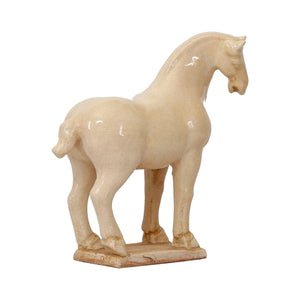 Ceramic Creamy White Stallion Small Horse ( handmade ).