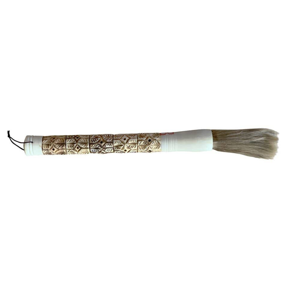 Natural Bone Calligraphy Brush with Lucky Feather Pattern.