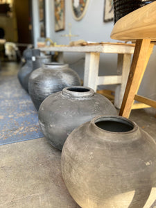 Earthy Gray Pottery Pot Round