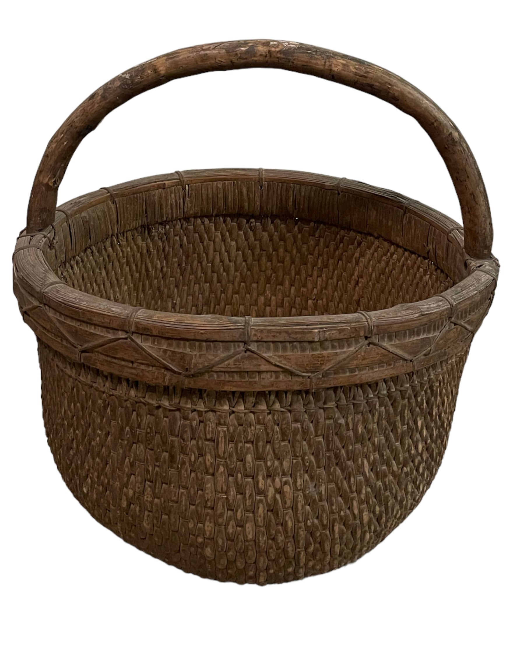 Handmade Vintage Tall Willow Basket