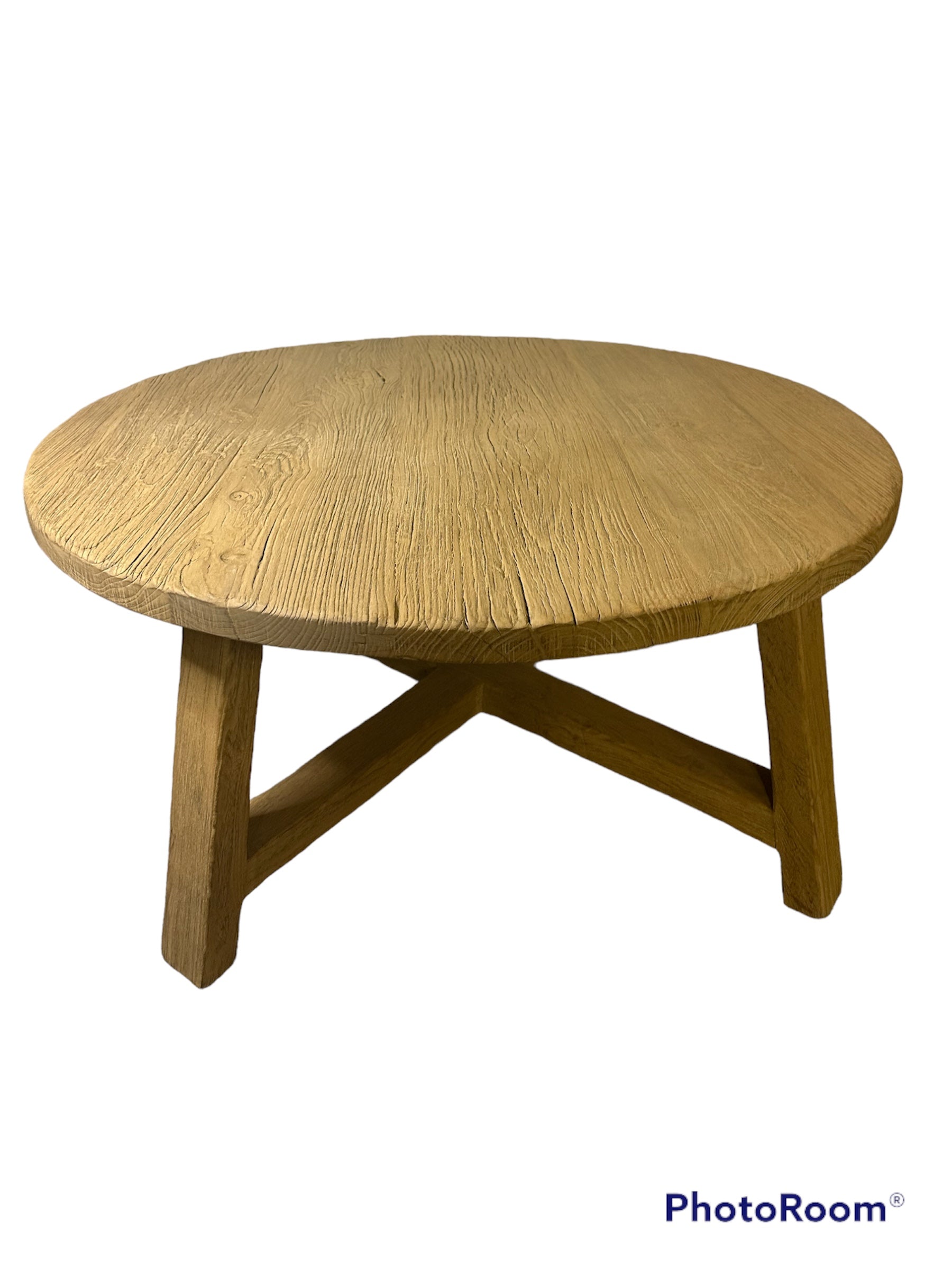 Handmade 18 INCHES (H) Round Coffee Table Crossed Leg Weathered Natural (MULTIPLE SIZES )