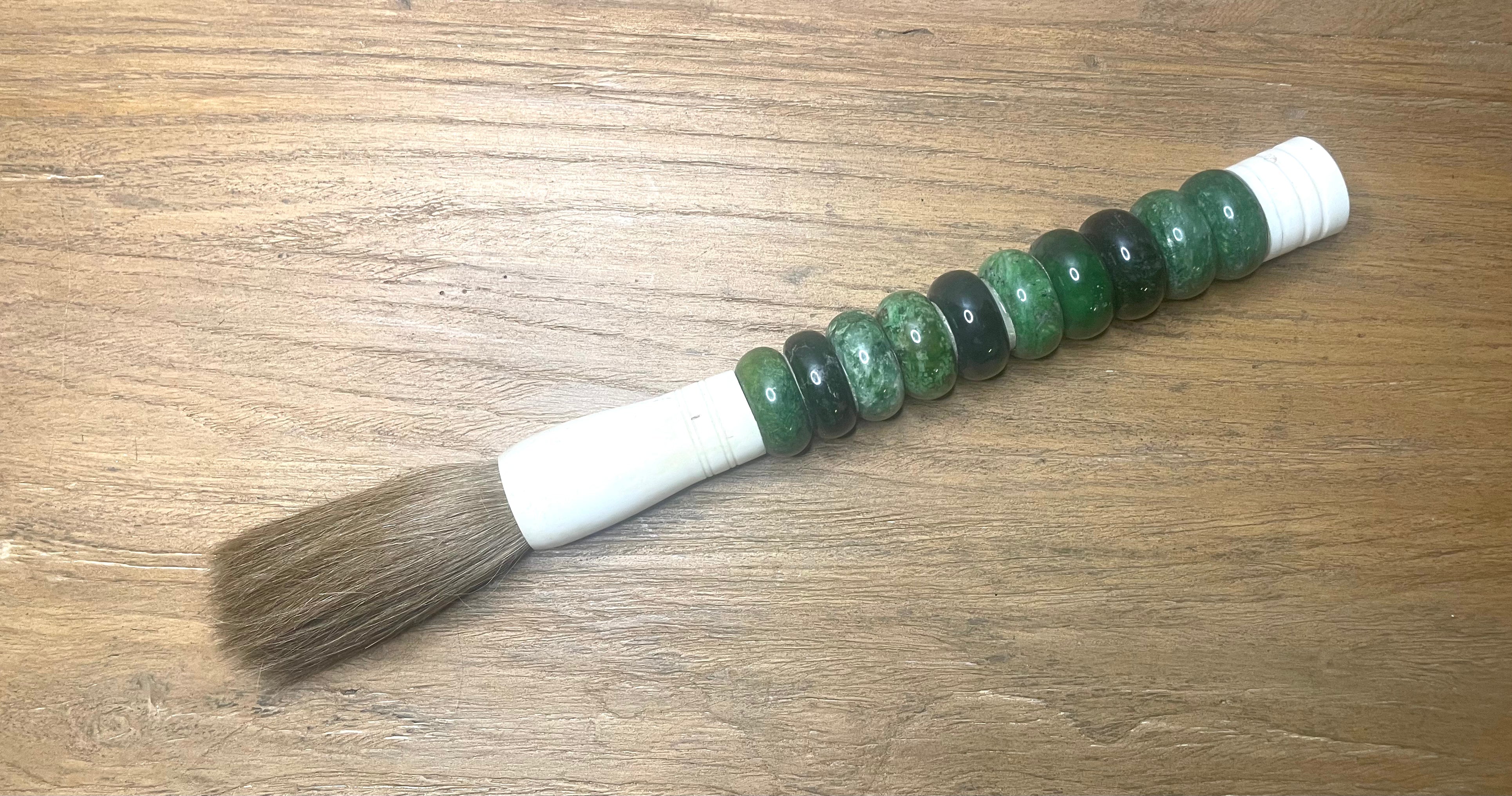 Green Jade Abacus Calligraphy Brush / 14 INCHES