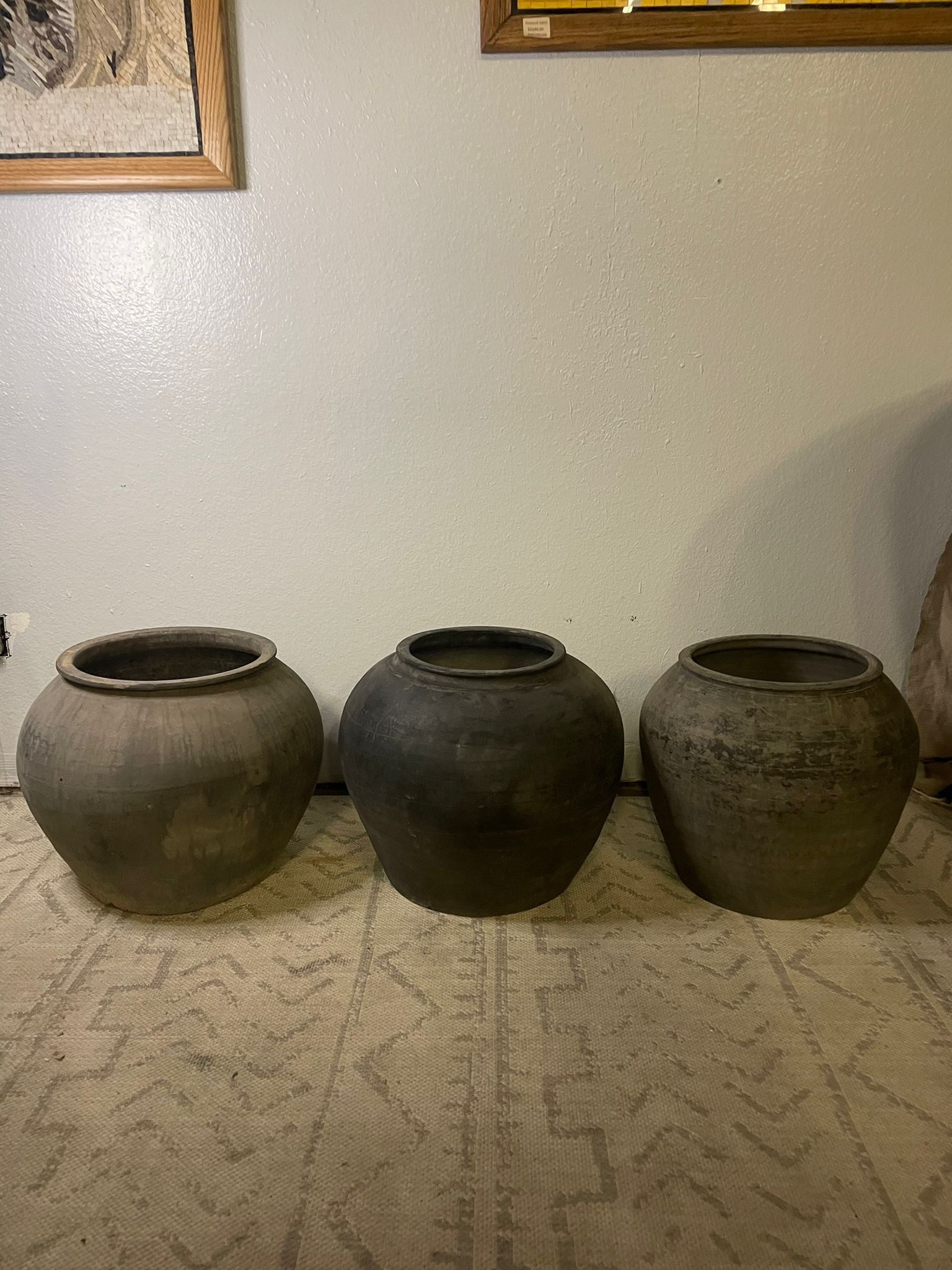 Handmade Wide Earthy Gray Pottery Pot ( Multiple Sizes )